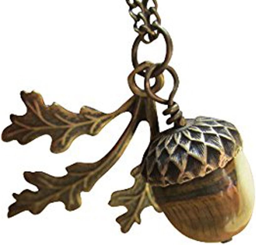 ShoreThing UK Tigers Eye Gemstone Acorn & Oak Leaf Brass Necklace Boxed