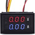 DROK Digital Current Tester Multimeter DC 100V Volt 2A Ampere Battery Monitor Gauge 2in1 Red/Blue 2-color LED Display Car Automotive 12V 24V Built-in Shunt