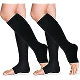 Open Toe Compression Socks 15-20 mmHg for Women and Men Knee High Toeless Circulation Compression Stockings