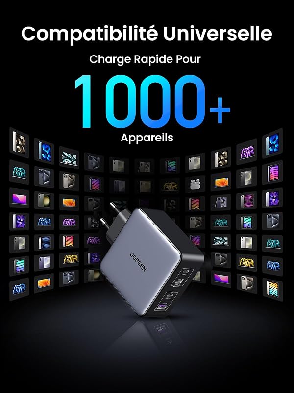 Nexode 160W Chargeur USB C Rapide 4 Ports GaNInfinity Prise Secteur