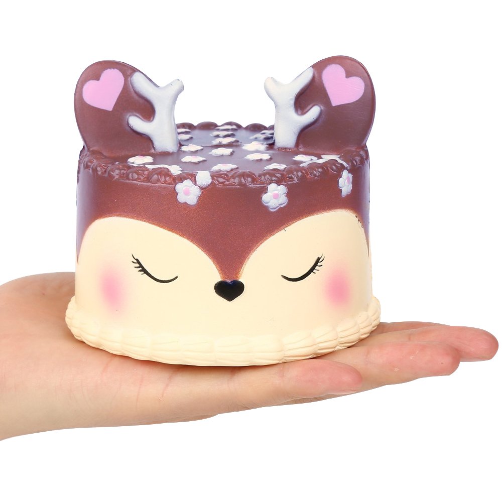 EocuSun Jumbo Squishies Toys Slow Rising Squishy Kawaii Cute Deer Cream Scented Squishys Stress Reliever Toy for Kids Adults Party Decorative Hop Props Large by (Purple)