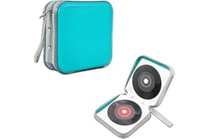 WINUERK CD Case, 48 Capacity Hard Plastic DVD Holder, Portable Zipper Disc Wallet Bag for Car Home Travel, Large Storage Universal Protective Box