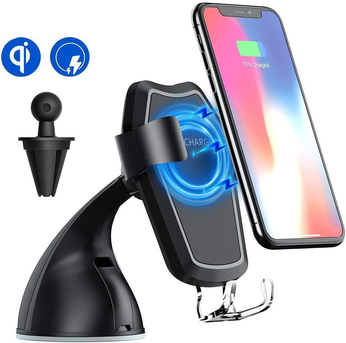 Wireless Charger Car Mount, SonRu Fast Qi Wireless Charging & Air Vent Phone Holder for iPhone X iPhone 8+ iPhone 8, S8 S8 Plus Note 8 S7 Edge S6 Edge Plus