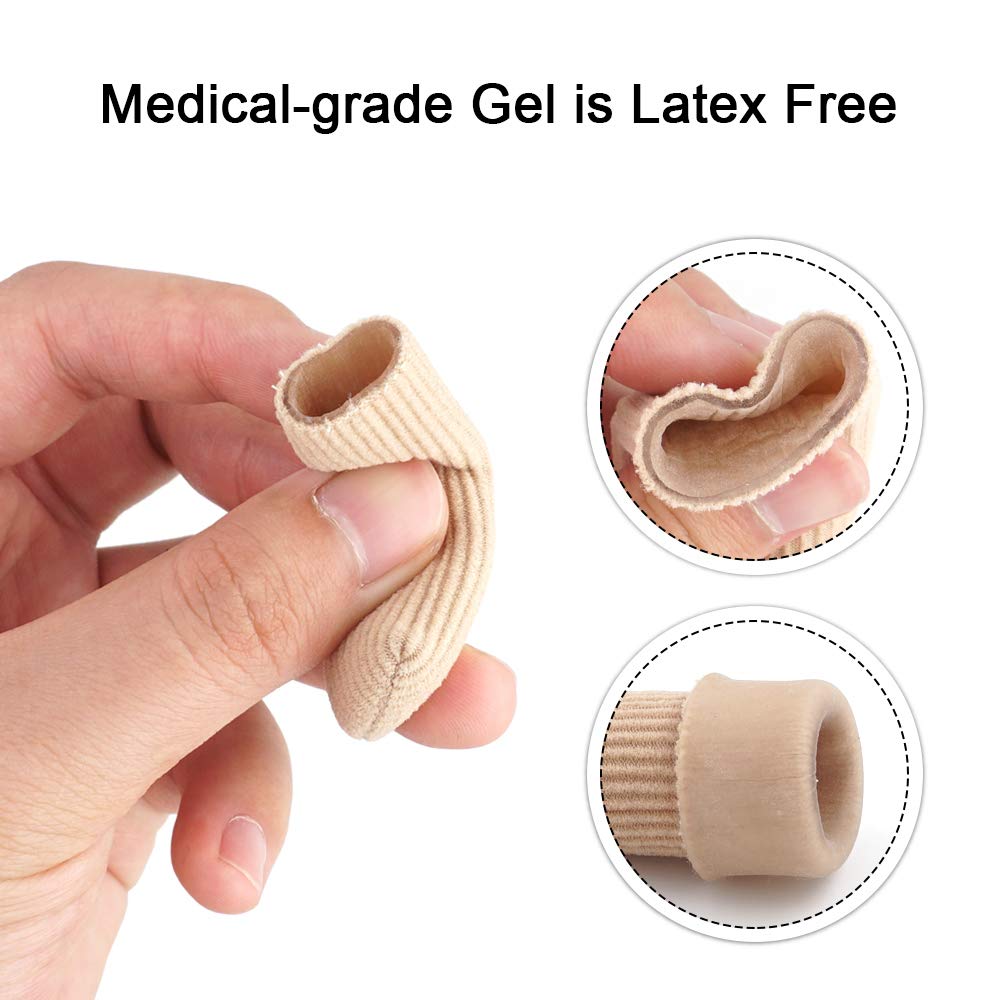 Skyfoot’s Toe Caps Fabric Lined with Silicone Gel Sleeves Protectors - 3 Pack Cuttable Gel Toe Covers For Bunion, Hammer Toe, Blister, Corn (Medium 3/4\