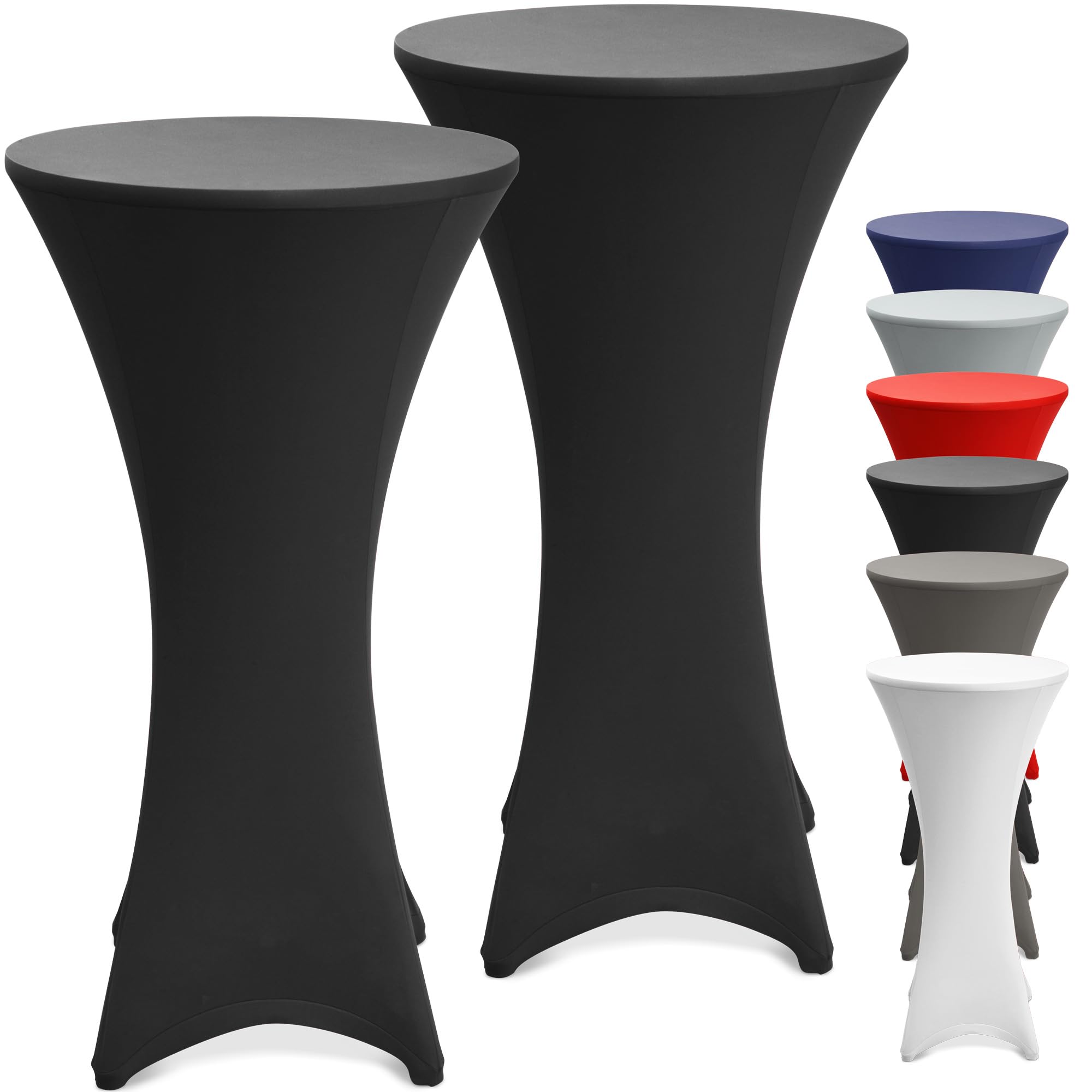 Beautissu 2 Set of Stretch Cover Stella Spandex Poseur Table Cocktail Tablecloth Ø 70-75 cm Event Decoration - Black