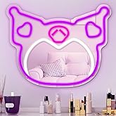 Anime Mirror Neon Sign Dimmable Led Neon Mirror Sign for Dresser Room Decor Anime Wall Mirror Neon Light Up Acrylic Mirror Bedroom Wall Locker Room Living Room