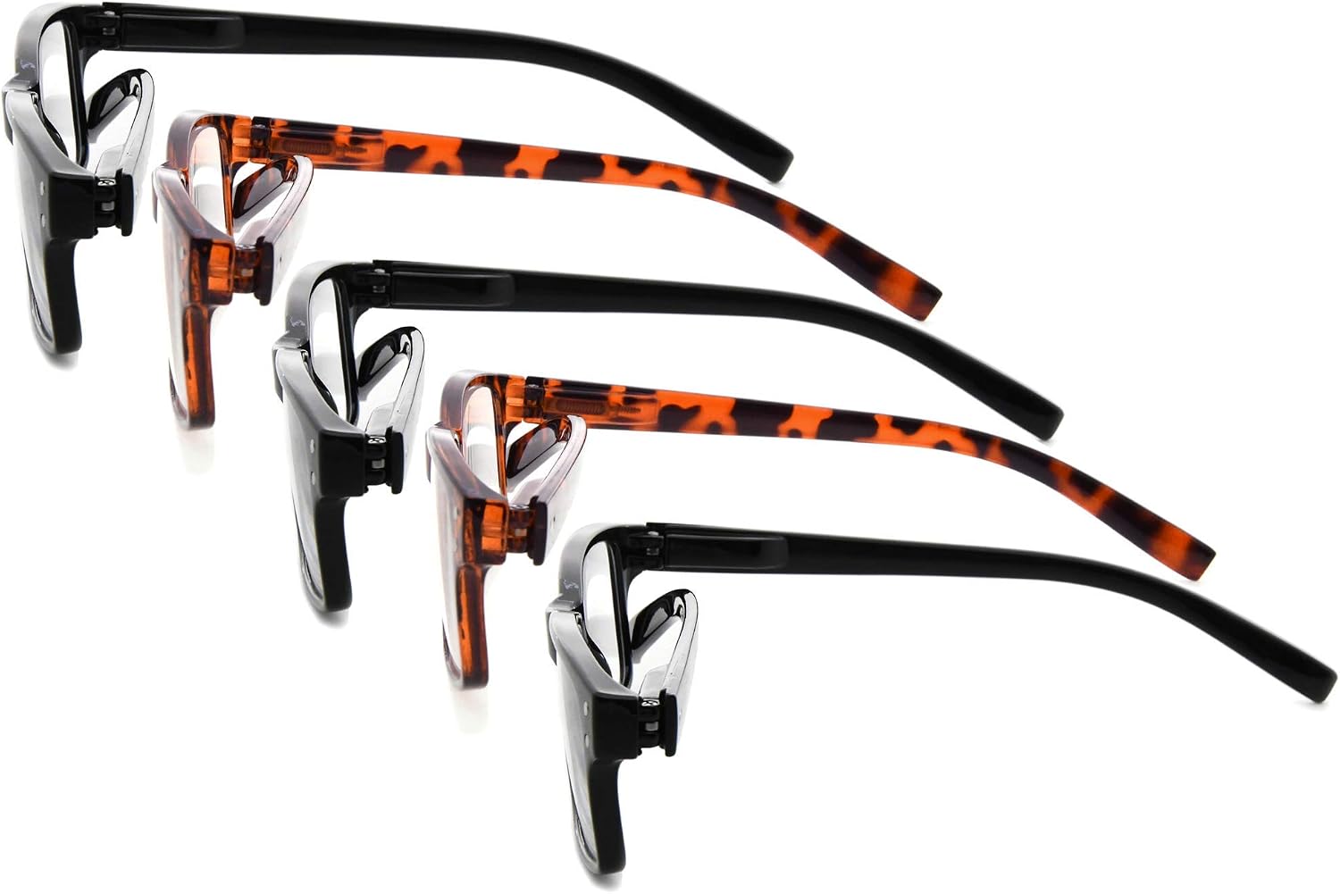 Eyekepper 5-Pack Spring Hinge Reading Glasses Vintage Readers Men Women +1.75, 3 Black 2 Tortoise(all Clear Lens), 1.75 Diopters - Image 4
