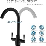 Heable Matte Black Kitchen Mixer Tap Dual Lever Swivel Spout UK Fittings view 5