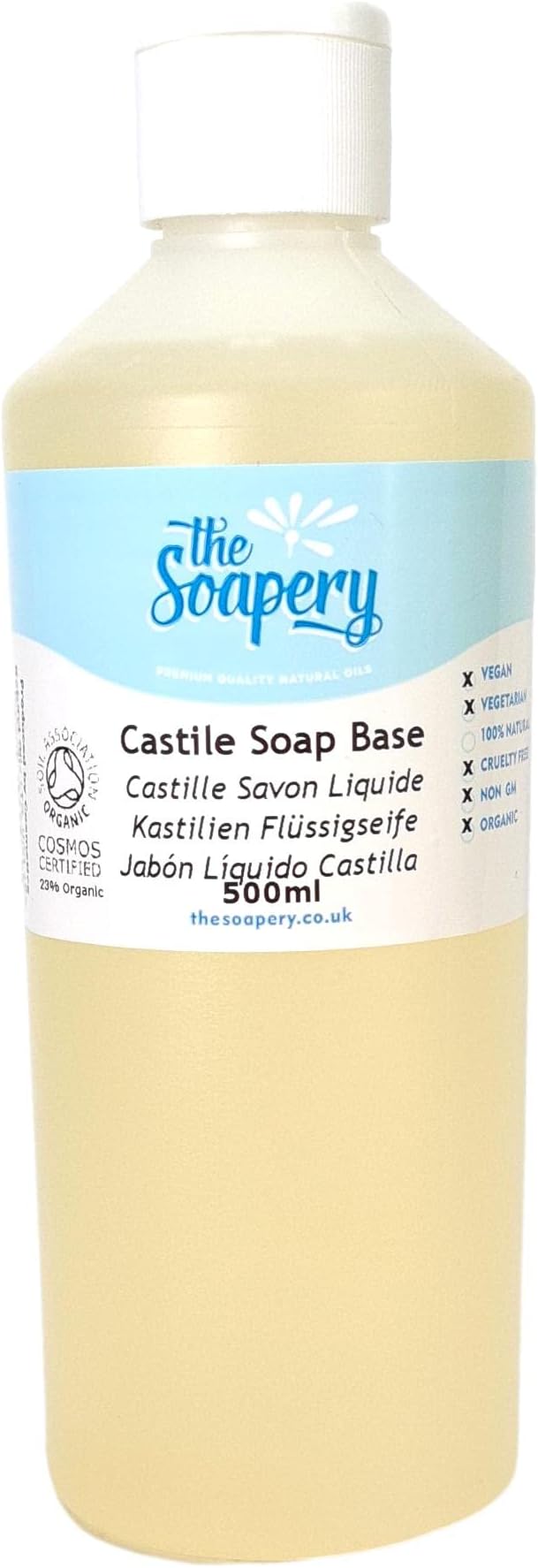 The Soapery Castile Liquid Soap Base 500ml Organic SLS SLES Free