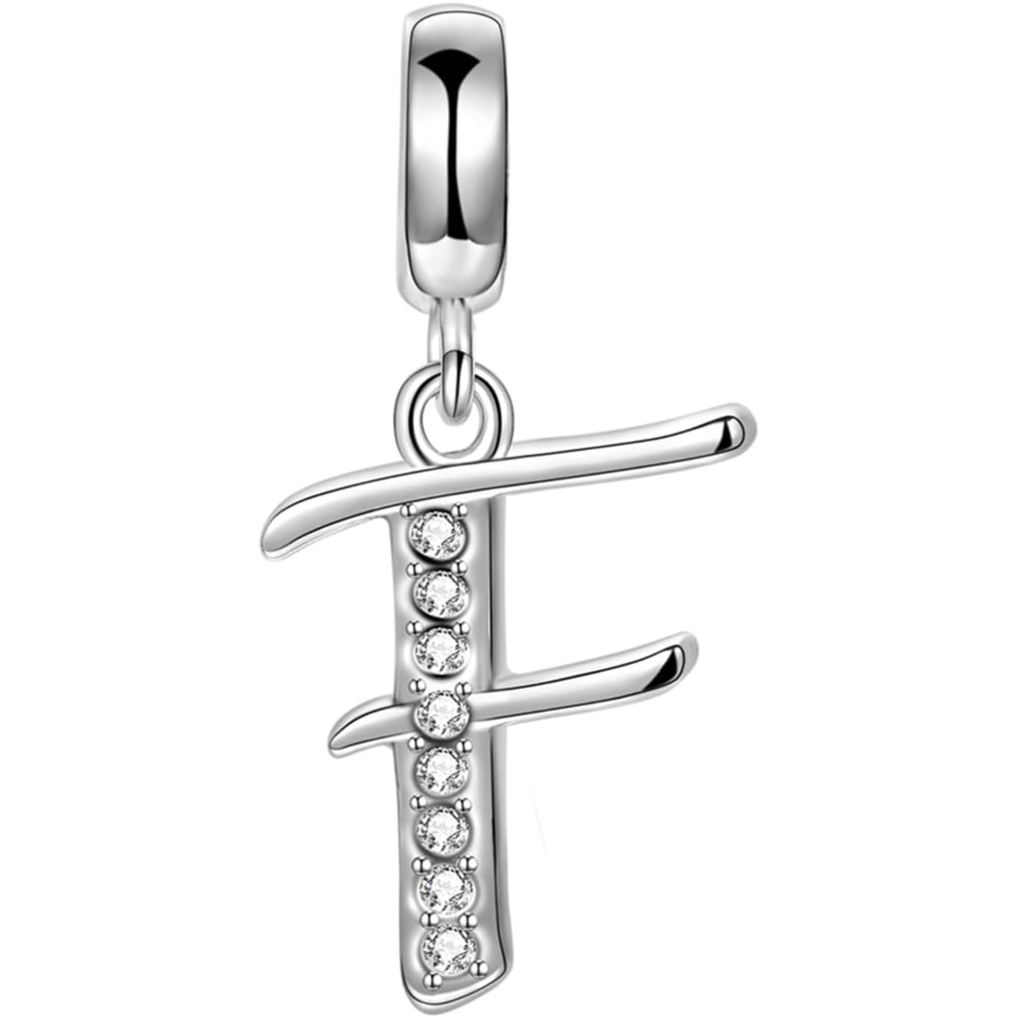 Jewellbox Sterling Silver 925 Letter F Initial Dangle Pendant Charm for Bracelets and Necklaces