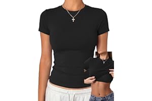 Danysu Nude Built in Bra Cotton Jersey T Shirt No See Through Stretchy Lightweight Fitted Everyday Basic Tops Gym Workout Tee