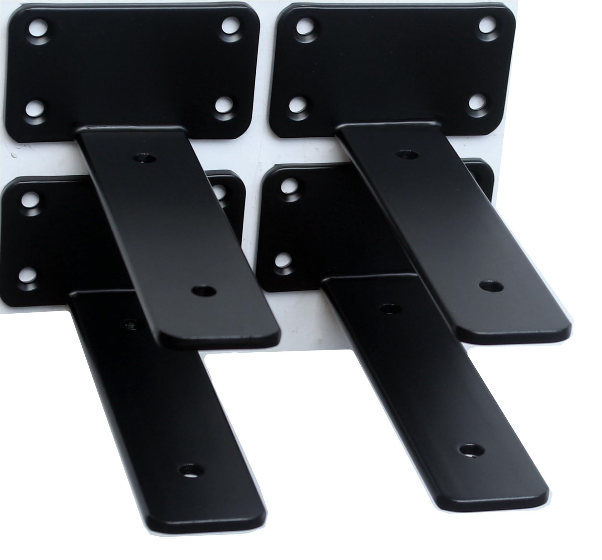 Photo 1 of 2 Pack - 6 inch Black Hidden L Shelf Bracket (1/5 Inch Thicked) Iron Floating Shelf Brackets Rustic Industrial Metal Brackets for Shelf Support