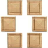 6 Pcs Wood Carved Appliques Square Furniture Decal Unpainted Rubber Flower Pattern Wood Applique Onlay for Cabinet Door Mirror Bed Wall Furniture Decoration (5x5cm/1.97x1.97in, Style 6)