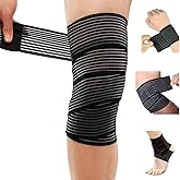 CWB&amp;ADB Elastic Knee Wrap Compression Bandage Brace, Black, 1pcs, 70.8 inch | Extra Long, Plantar Fasciitis Support, Stabilising Ligaments, Joint Pain Relief,for squat basketball, running tennis, soccer
