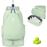 Outplea Tennis Bag Fits Two 27" Rackets, Tennis Backpack with Wet &amp; Shoe Compartment, Gym Backpacks for Sports Pickleball