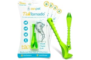ZenPet Tick Tornado Tick Remover Tool for Dogs, Cats, Horses, Humans (4 Pack) – Safe & Easy Tick Removal, Vet-Approved Grabber Tool for Hiking, Camping, Travel, Lyme Disease & Infection Prevention