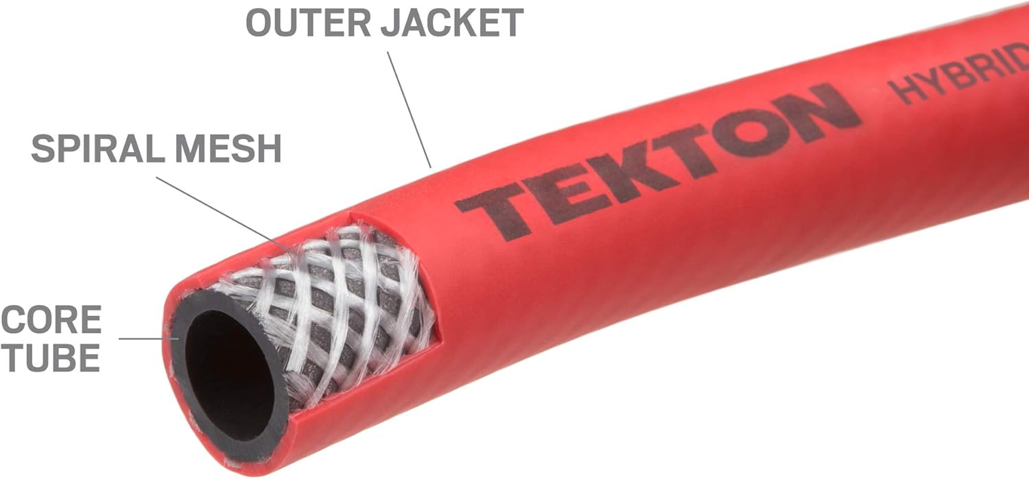 TEKTON 46133 3/8-Inch I.D. by 6-Foot 300 PSI Hybrid Lead-In Air Hose with 1/4-Inch MPT Ends - - 
