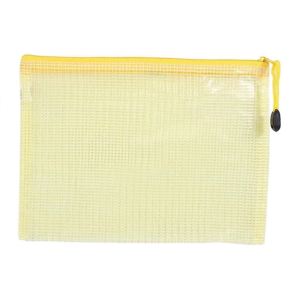 A5 Clear Document Folder Assorted Colors Plastic File Storage with Zipper Protective Bags 12Pcs (Yellow) Office Supplies