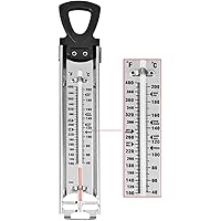 Candy Thermometer with Pot Clip & Hanging Ring Handle Stainless Steel Cooking Thermometer Food Thermometer Deep Fry Thermomet