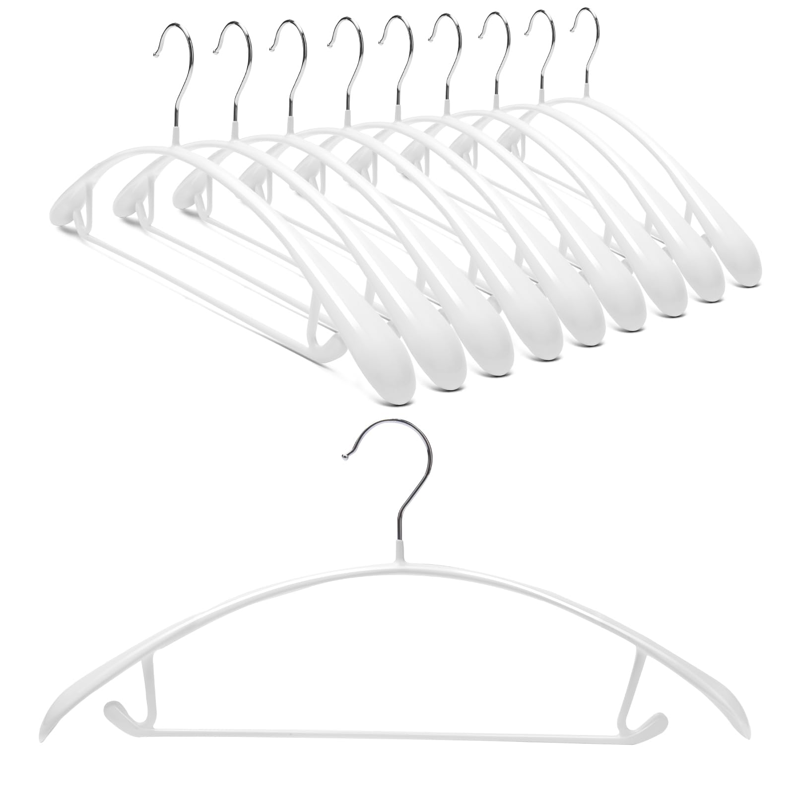 Nature Smile Non Slip PVC Coating Sweater Hangers,Dress Suit Coat Hangers,Wide Shoulder Bump Free Golf T Shirts Clothes Hangers (White Color 10 Pack)
