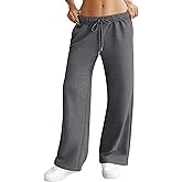 DLOODA Womens Wide Leg Sweatpants Interior Drawstring Baggy Sweat Pants with Pockets Elastic Waisted Lounge Casual Trousers