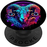Aries Zodiac Sign Ram Graphic Astrology Cool Horoscope Art PopSockets Swappable PopGrip