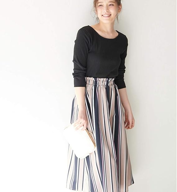 Amazon Co Jp ロペピクニック Rope Picnic Web限定 マルチストライプワンピース ベージュ 27 38 服 ファッション小物