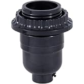 B&amp;P Lamp&reg; Long Keyless Black Plastic Phenolic Socket with Medium Base, Threaded Shell with Ring
