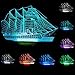 YANGHX FUGEST Sailboat 3D Night Light Ship Modern100~240v Night 7 Color Change LED Desk Table Light lamp (Color: Multicolor)