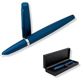 Diplomat Viper Blue Guilloche Fountain Pen, Fine/Medium Nib | Engraved aluminum body, stainless steel fine/medium nib, converter included, 140 mm closed, 30 g, 5-year warranty