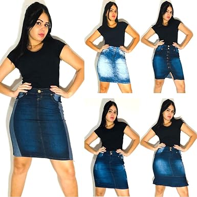 saia jeans midi atacado