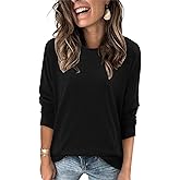 Magritta Women's Long Sleeve Leopard Color Block Tunic Comfy Crewneck T Shirt Tops Black XL