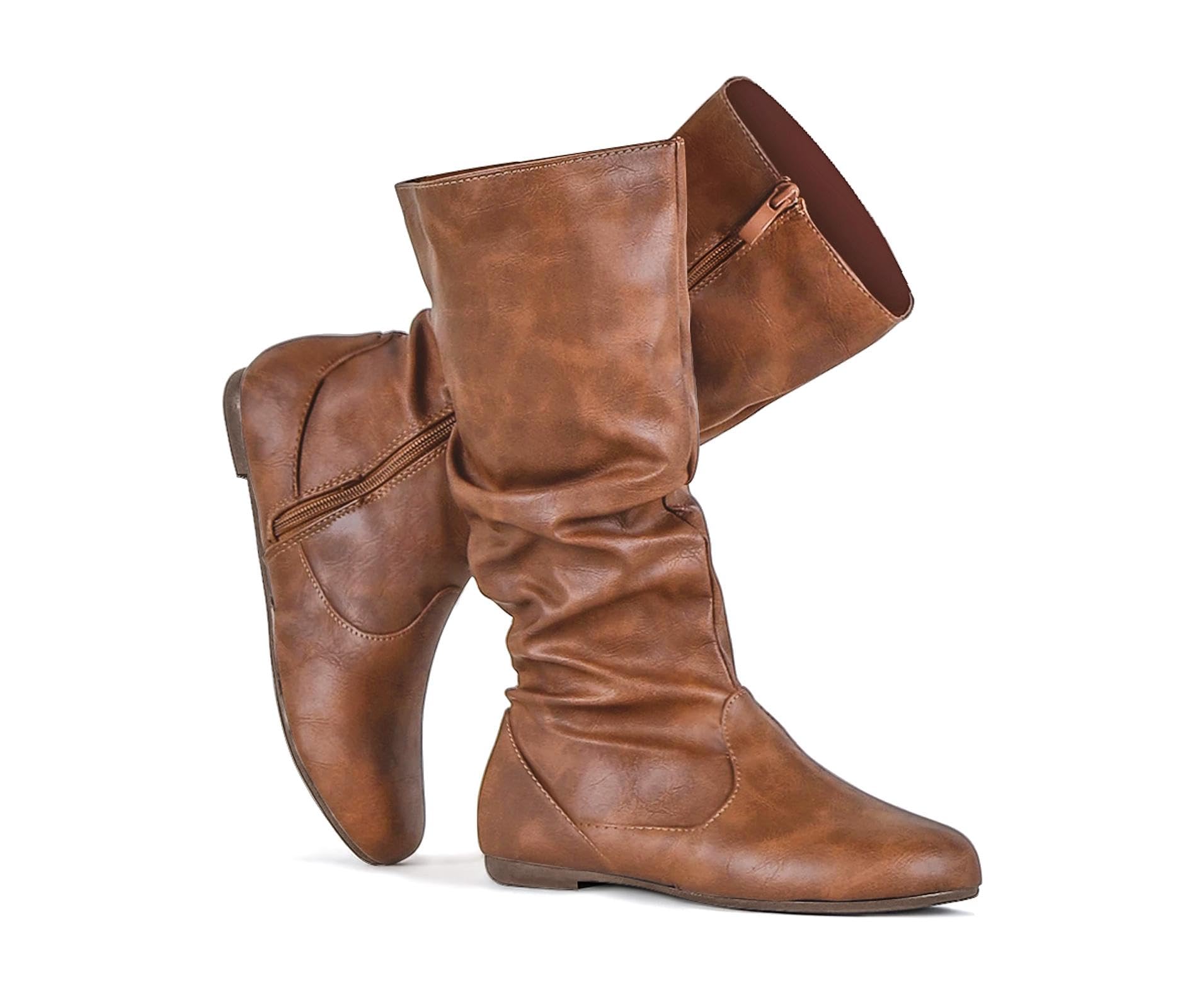 slouchy mid calf boots