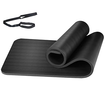 Yaheetech 15mm NBR Yogamatte Gymnastikmatte Tragegurt Extra-Dick Rutschfest Unisex Fitness Matte für Yoga Pilates Fitness Gym