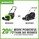 Greenworks 48V Self Propelled Lawnmower 46cm 55L Bag 4Ah Batteries Twin Charger view 3