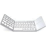 Folding Bluetooth Keyboard, Jelly Comb Rechargeable Portable BT Wireless Foldable Mini Keyboard with Touchpad for Tablet Samsung or Other Cell Phones (Silver)
