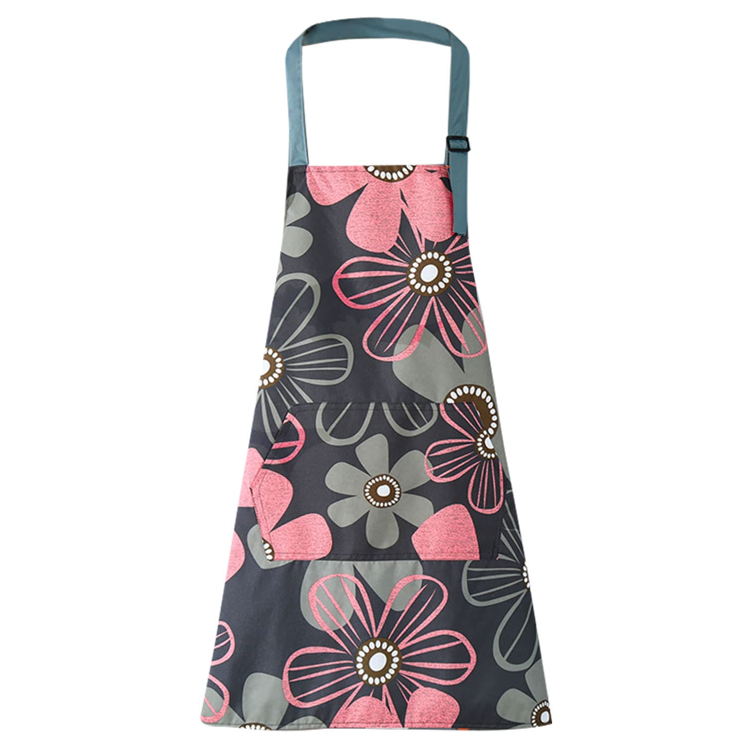LECTNORE Floral Waterproof Apron with Pocket, Adjustable Kitchen Apron for Cooking and Gardening