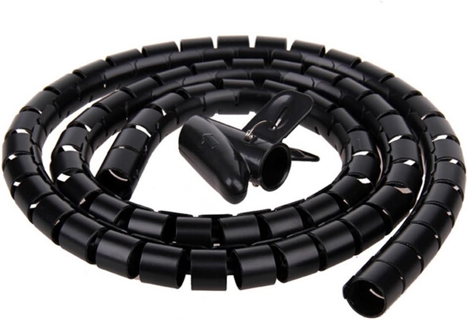 XMDZ 1m Cable Tidy Tube Black Spiral Conduit Split Tube TV Wire Organiser Assortment for TV, PC, Home, Theater, Speaker, Audio Wire Hider Consealer Protector Black 28mm