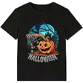 Boys Girls Halloween Shirts Spooky Pumpkin Graphic T-Shirt Kids Short Sleeve Halloween Outfits Tee Tops