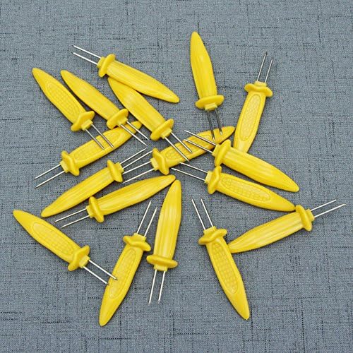 RUNYIDE Stainless Steel Corn Holders Corn on the Cob Holders Set for Skewers BBQ Twin Prong Sweetcorn Holder Fork Kitchen Tool -10 pcs