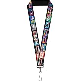 Nickelodeon Lanyard, Nick 90s Rewind Mash Up Cassette Tapes Black, Elastic | Nick 90s Rewind Mash Up Cassette Tapes Black 1in Wide Stretchy ID Badges Keys