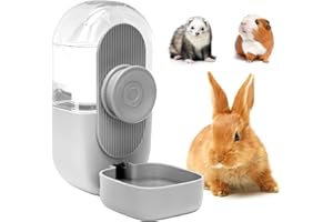 Kenond 28oz Hanging Automatic Rabbit Water Bottle, Guinea Pig Water Bottle No Drip, Gravity Water Dispenser for Cage, Suitable for Guinea Pig, Bunny, Hamsters and Other Small Animals(Gray)