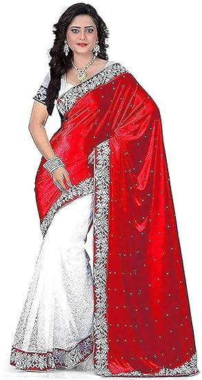 Market Magic World Womens Embroidered Saree with Blouse Piece(Free Size)