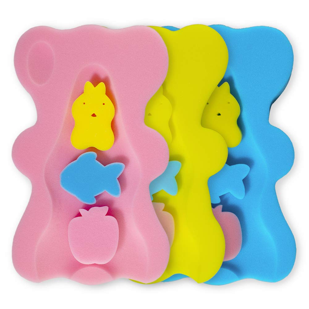 HALLO Soft Infant Bath Sponge Skid Proof Baby Bath Mat Newborn Odor Free (Pink) : Baby