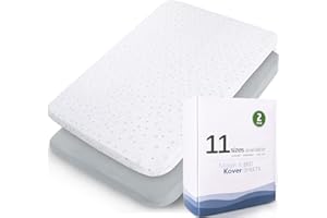 MAGIK & KOVER Pack and Play Sheets Fitted- Fit for Pamo Babe, Baby Trend, Graco, ADOVEL, Dream On Me and Other 25" x 36" Playard Mattress Cover, Ultra Soft & Stretchy Playpen Sheets, Grey & White Star, 2 Pack