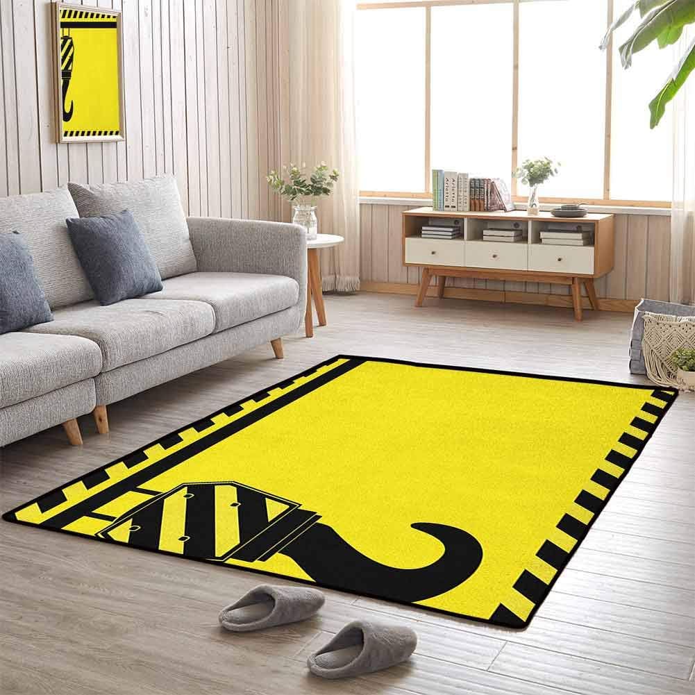 Decor Carpet, Contemporary Luxury Large Rug Presents Decor Idea for New Home,Easy Care, Construction | Mechanical Theme Black Hook with Diagonal Striped Frame Picking Pulling - 6.6'x9.8'