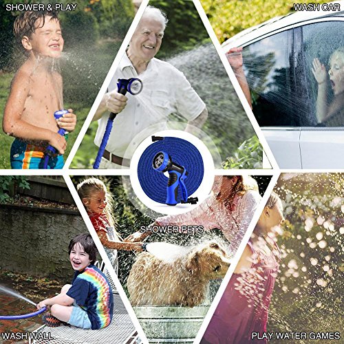Garden Hose, Newest 75 FT Expandable Heavy Double Latex Flexible Hose - 9-Pattern High Pressure Water Spray Nozzle. Suitable for Wash Cars, Clean Walls, Watering Lawns and Garden Plants, etc. - Thumbnail 6
