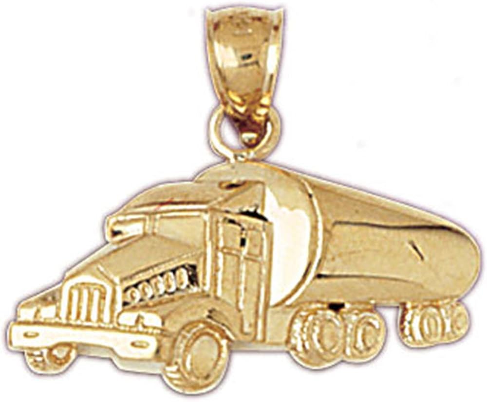 14K Yellow Gold Cement Truck Pendant Necklace 22 mm Amazon.co.uk
