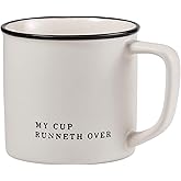 Santa Barbara Design Studio Black and White Coffee Cups Face-to-Face Designs Stoneware Mug, 16-Ounce, My Cups Runneth Over
