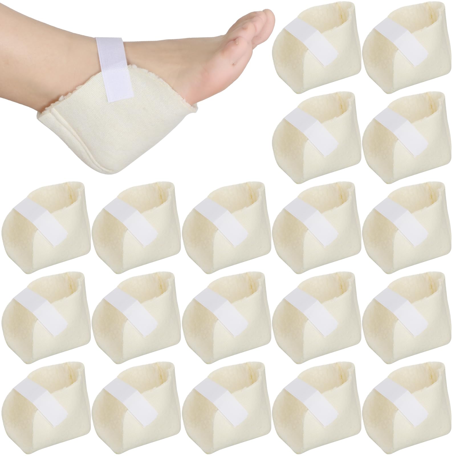 Photo 1 of Sosation 4 Pairs Heel Protectors Sheepskin Heel Protectors for Pressure Sores Soft Cushions Pads for Boot Ankle Foot, Adjustable